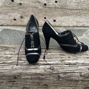 REDUCED! Stuart Weitzman black and silver heels. Made in Spain. Size 8. $40!